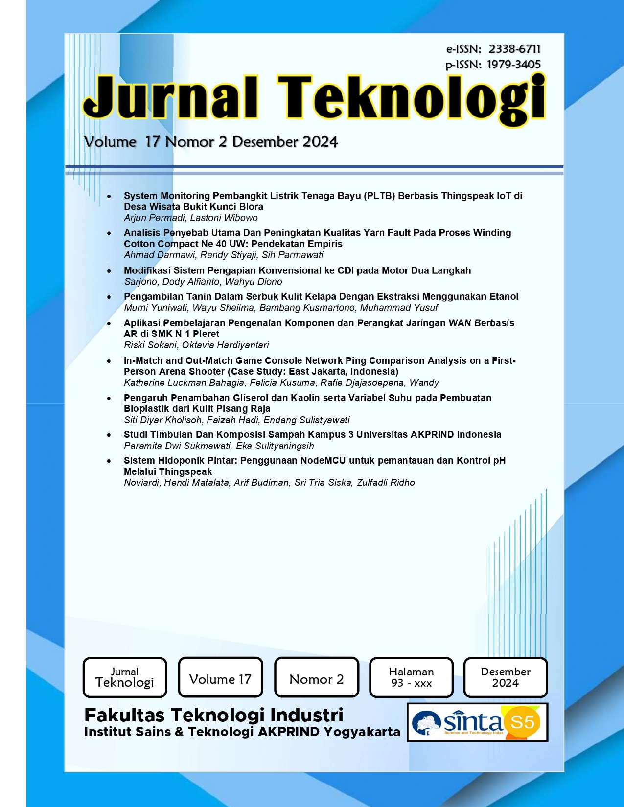 					View Vol. 17 No. 2 (2024): Jurnal Teknologi
				